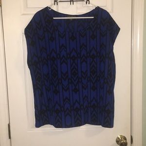Forever 21 Black and Blue Patterned Blouse
